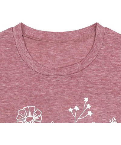 Wildflower Shirts for Women Floral Graphic Tees Summer Flower Print Casual Short Sleeve Tee Tops Plant Lover Tshirts Pink $10...