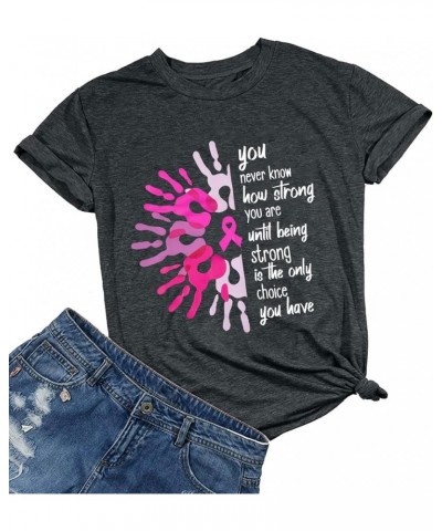 Cancer Shirt Women Breast Cancer Shirts Pink Ribbon Breast Cancer Awareness T-Shirts Stronger Than Cancer Short Sleeve Tops B...