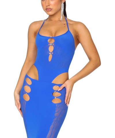 Women Sexy Y2k Bodysuit Hollow Out 3D Floral Tops Sleeveless Halter Backless One Piece Leotard Summer Beachwear Cutout Blue $...