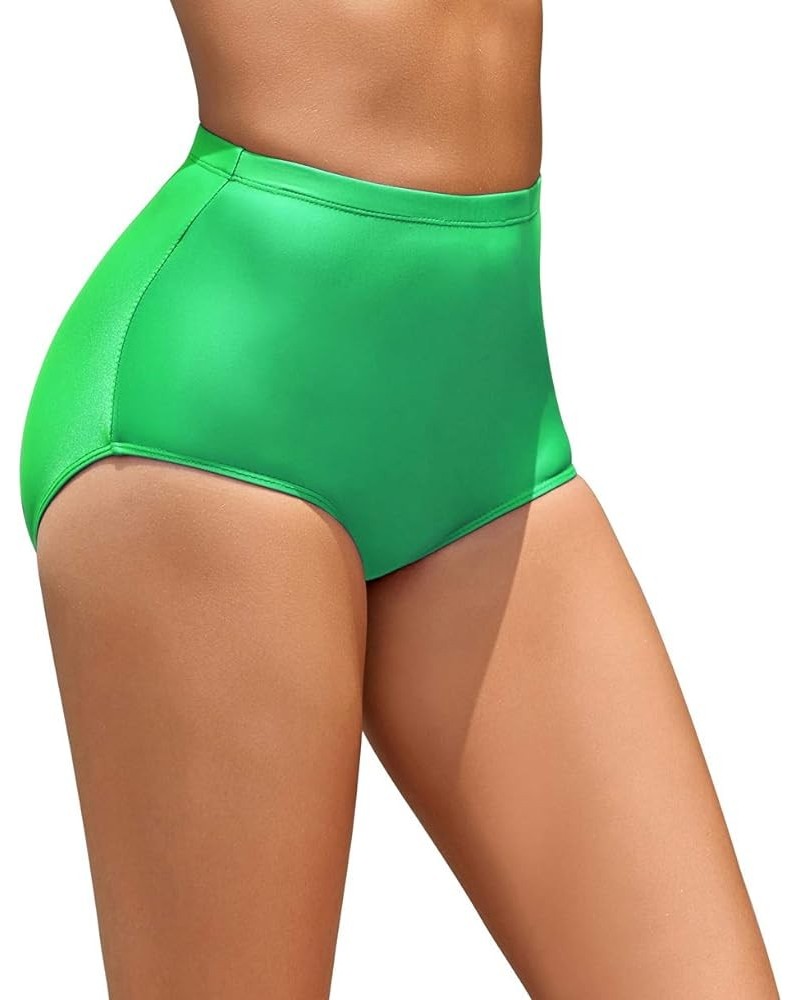 Womens High Waisted Bikini Bottoms Shorts Spandex Ballet Dance Brief Panty Green $14.27 Swimsuits