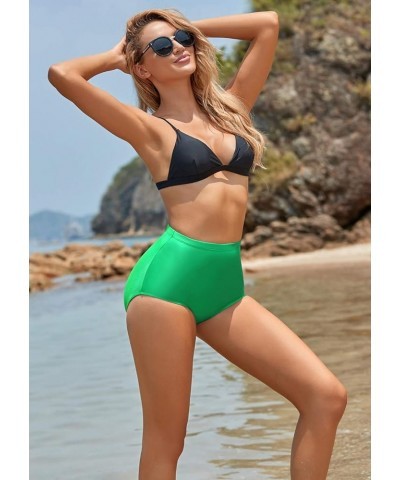 Womens High Waisted Bikini Bottoms Shorts Spandex Ballet Dance Brief Panty Green $14.27 Swimsuits