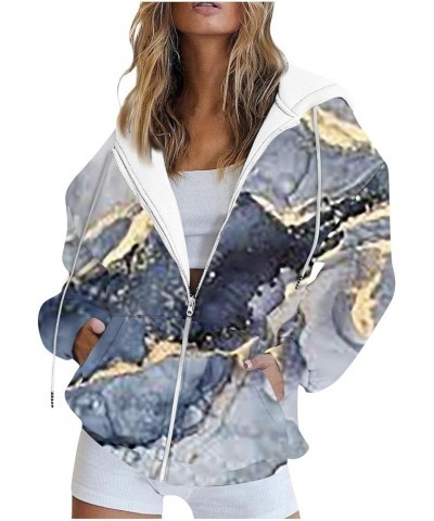 Women Gradient Zipper Hoodies Casual Oversized Sweatshirts With Pocket Y2k Fleece Comfy Jacket Cute Daily Outfits 1-navy $9.9...