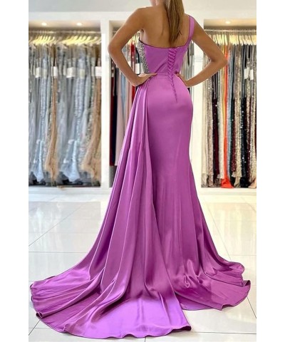 Women's One Shoulder Sequin Mermaid Prom Dresses Satin Ruched Ball Gowns Long Formal Evening Party Dress Dark Gold $38.99 Dre...