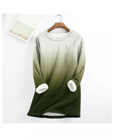 Gradient Sherpa Fleece Lined Sweatshirt Women Round Neck Thermal Winter Long Sleeve Tunic Tops Plus Size.S-5XL Army Green $10...