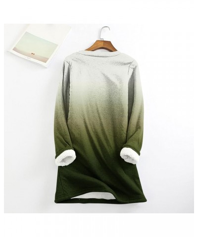 Gradient Sherpa Fleece Lined Sweatshirt Women Round Neck Thermal Winter Long Sleeve Tunic Tops Plus Size.S-5XL Army Green $10...