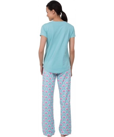 PJs For Women Set - Women Pajamas, Short Sleeve, 100% Cotton Aqua $28.50 Sleep & Lounge