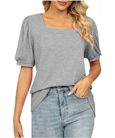 Shirts for Women Elegant V-Neck Petal Short Sleeve Curved Hem Chiffon Blouse Summer Casual Loose Fit Tunic Tops C-gray $11.11...