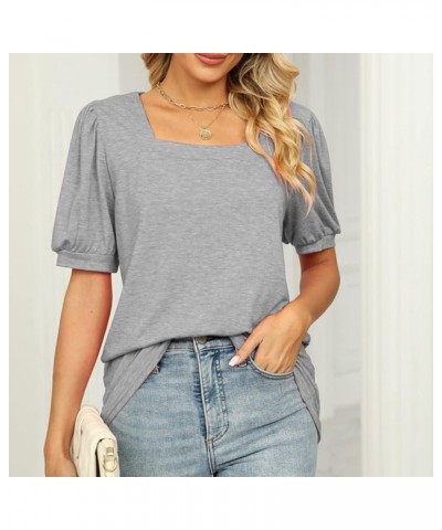 Shirts for Women Elegant V-Neck Petal Short Sleeve Curved Hem Chiffon Blouse Summer Casual Loose Fit Tunic Tops C-gray $11.11...