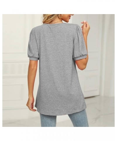 Shirts for Women Elegant V-Neck Petal Short Sleeve Curved Hem Chiffon Blouse Summer Casual Loose Fit Tunic Tops C-gray $11.11...