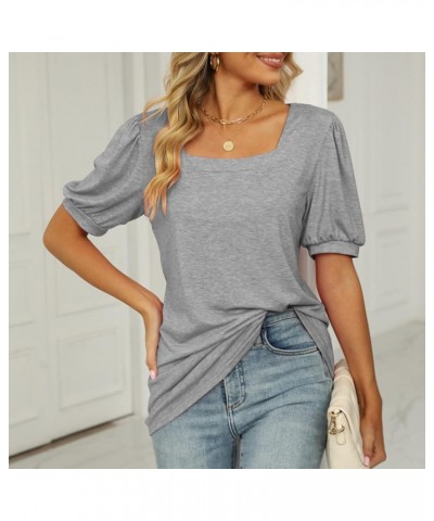 Shirts for Women Elegant V-Neck Petal Short Sleeve Curved Hem Chiffon Blouse Summer Casual Loose Fit Tunic Tops C-gray $11.11...