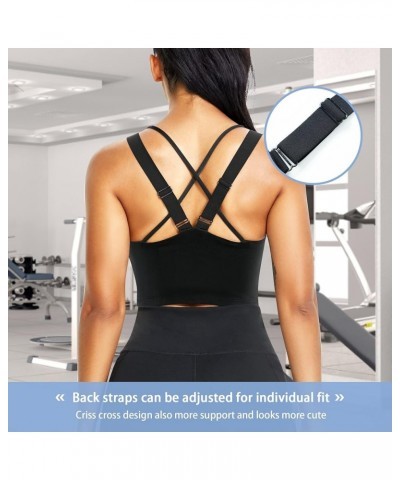 Longline Sports Bra Criss Cross Top for Women Strappy Wireless Bra Zip Front Workout Crop top Padded Tank top Black $15.80 Li...