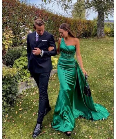 One Shoulder Mermaid Bridesmaid Dresses Bodycon Prom Dresses Long for Women Formal Evening Gown Stretch Teal $44.67 Dresses