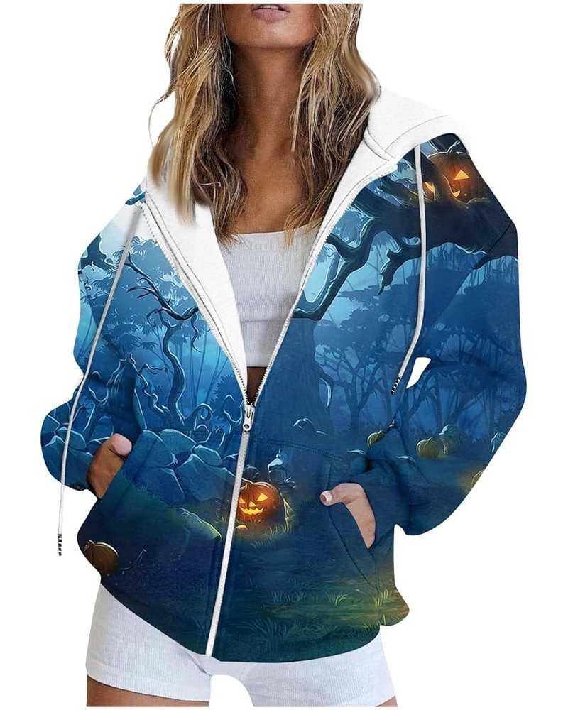 Women Gradient Zipper Hoodies Casual Oversized Sweatshirts With Pocket Y2k Fleece Comfy Jacket Cute Daily Outfits 6-blue $9.9...