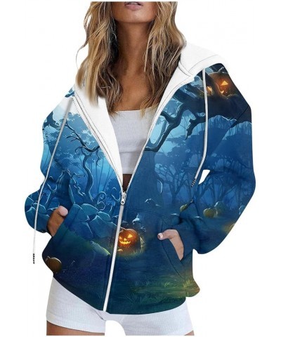 Women Gradient Zipper Hoodies Casual Oversized Sweatshirts With Pocket Y2k Fleece Comfy Jacket Cute Daily Outfits 6-blue $9.9...