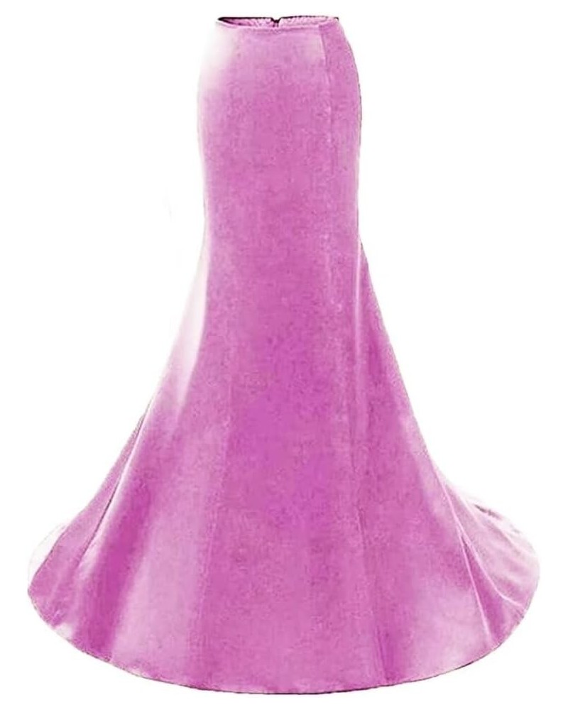 Women's Long Maxi High Waist Mermaid Satin Skirt for Wedding Evening Prom Night Out Lilac $29.99 Skirts