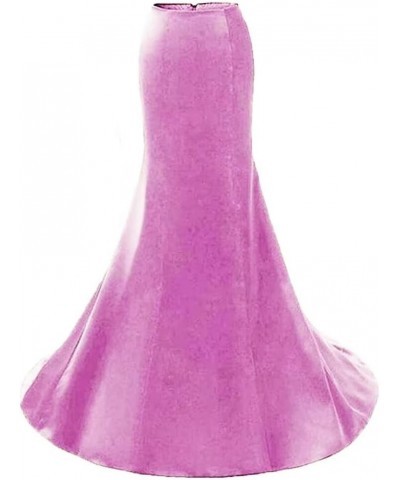 Women's Long Maxi High Waist Mermaid Satin Skirt for Wedding Evening Prom Night Out Lilac $29.99 Skirts