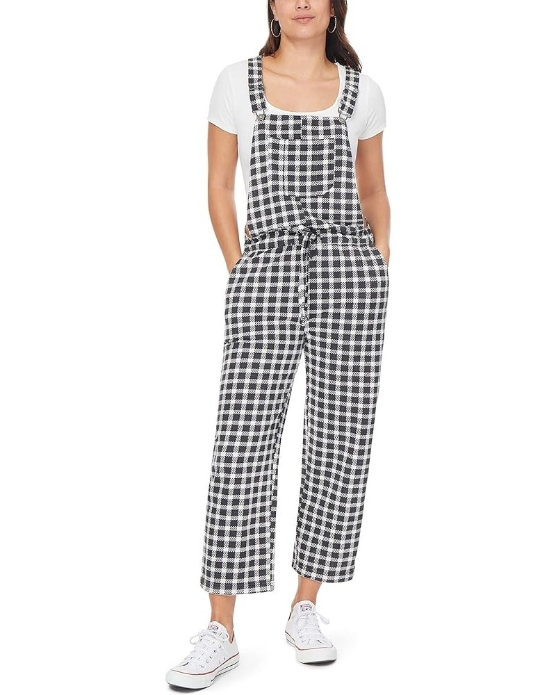 Womens French Terry Jogger Overalls Black Ivory $21.32 Overalls