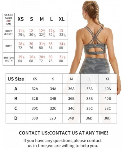 Sports Bras for Women,Padded Sports Bra Tank Top Sexy Crisscross Back High Impact Longline Workout Yoga Bra Camouflage Grey $...