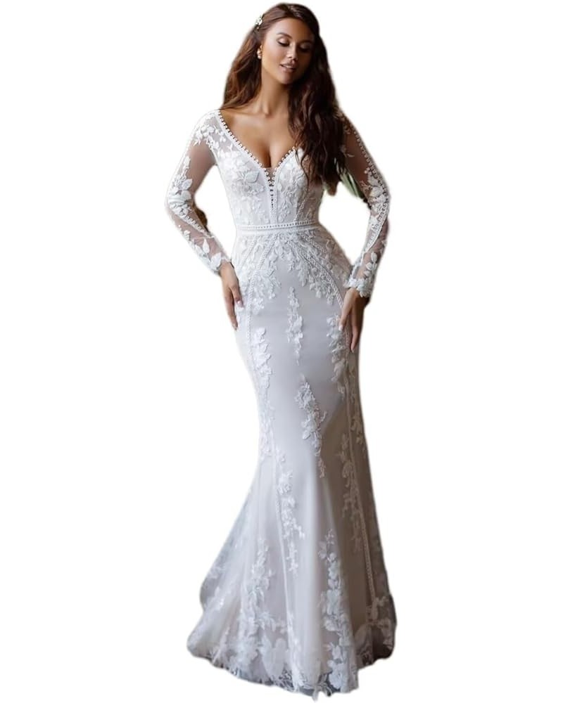 Mermaid Wedding Dresses for Bride 2023 Long Boho Beach Bridal Gown for Women Styleg White $57.91 Dresses