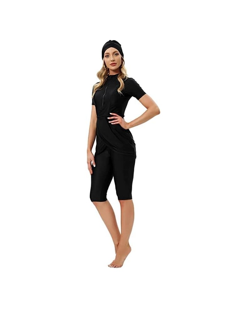 Short Sleeve Swimsuits for Women Modest 3 PCS Full Cover Rash Guard Burkini Arabic Swimwear J6 $20.24 Swimsuits