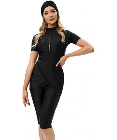 Short Sleeve Swimsuits for Women Modest 3 PCS Full Cover Rash Guard Burkini Arabic Swimwear J6 $20.24 Swimsuits