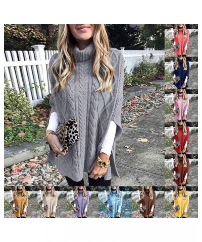 Womens Fall Winter Turtleneck Pullover Poncho Sweater Cashmere Feel Shawl Loose Fit Knitted Wraps Drape Baggy Capes Beige $14...