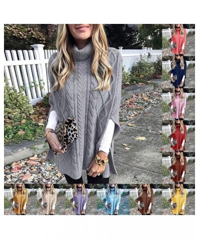 Womens Fall Winter Turtleneck Pullover Poncho Sweater Cashmere Feel Shawl Loose Fit Knitted Wraps Drape Baggy Capes Beige $14...