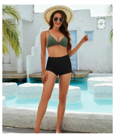 Women's Swim Shorts Waistband Swimsuit Bottom Board Shorts Swimwear Quick Dry Swimming Tieblack $15.67 Swimsuits