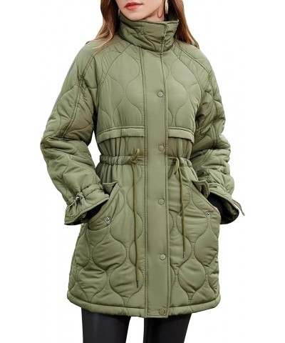 Womens Diamond Quilted Jacket Lightweight Padding Coat with Pockets, Regular and Plus Size 07/Olive-regular $27.95 Jackets