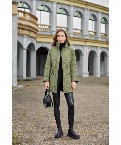 Womens Diamond Quilted Jacket Lightweight Padding Coat with Pockets, Regular and Plus Size 07/Olive-regular $27.95 Jackets