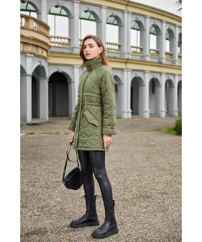 Womens Diamond Quilted Jacket Lightweight Padding Coat with Pockets, Regular and Plus Size 07/Olive-regular $27.95 Jackets