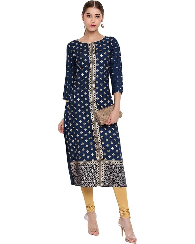 Indian Women's Blue Rayon Kurta Blue $23.75 Tops