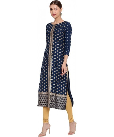 Indian Women's Blue Rayon Kurta Blue $23.75 Tops