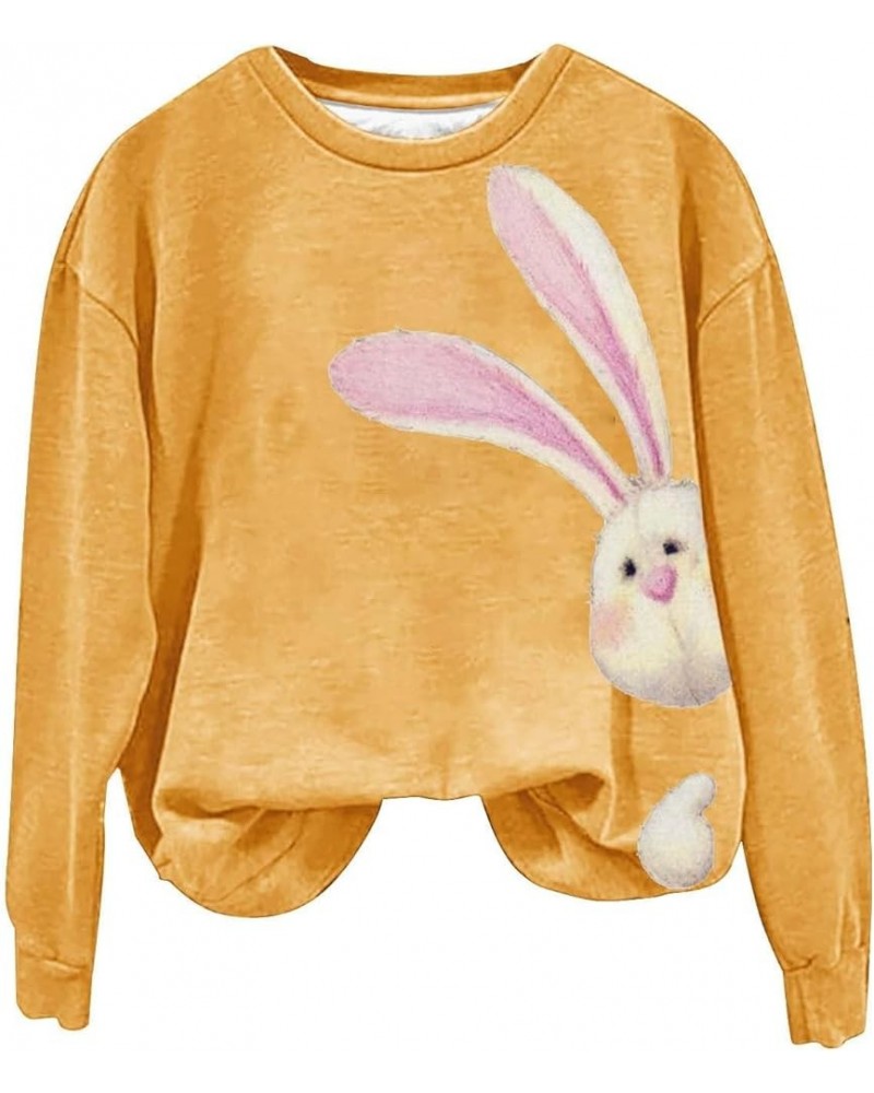 Easter Bunny Sweatshirts For Women Cute Rabbit Print Tunic Tops Fashion Crewneck Pullover Long Sleeve Shirts Casual Blouses A...