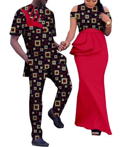 African Print Dresses for Women Match Men Ankara Outfits Top and Pants Sets Bazin Riche African Couple Clothes Party Men 758 ...