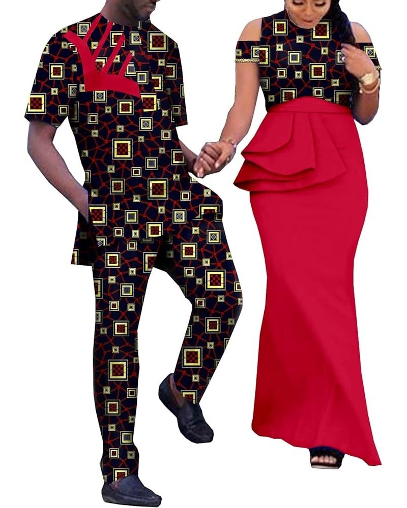 African Print Dresses for Women Match Men Ankara Outfits Top and Pants Sets Bazin Riche African Couple Clothes Party Men 758 ...