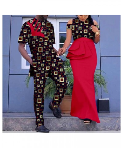 African Print Dresses for Women Match Men Ankara Outfits Top and Pants Sets Bazin Riche African Couple Clothes Party Men 758 ...