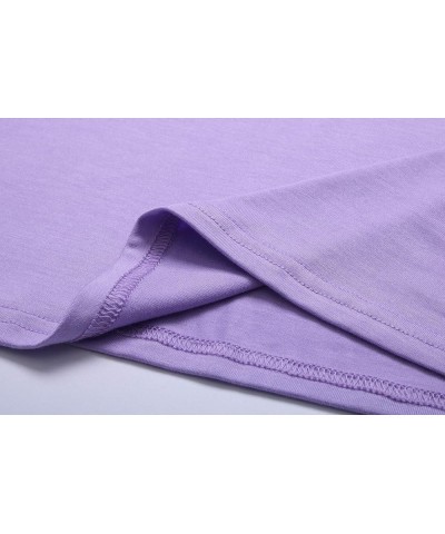 Women's Sleeveless Turtleneck T-Shirt Basic Stretch Layer Comfy High Neck Tank Top Light Purple $10.51 Tanks