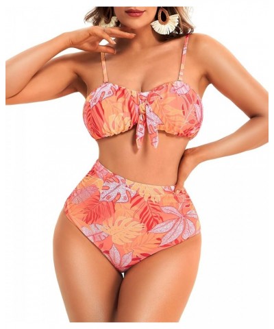 Women Two Piece Swimsuit Sexy Bikini Sets Halter Tie Backless Swimwear Padded Triangle Bathing Suit Floral Spaghetti $10.59 S...