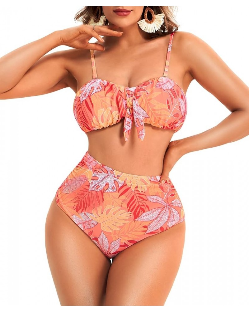 Women Two Piece Swimsuit Sexy Bikini Sets Halter Tie Backless Swimwear Padded Triangle Bathing Suit Floral Spaghetti $10.59 S...