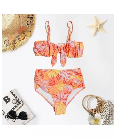 Women Two Piece Swimsuit Sexy Bikini Sets Halter Tie Backless Swimwear Padded Triangle Bathing Suit Floral Spaghetti $10.59 S...