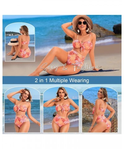 Women Two Piece Swimsuit Sexy Bikini Sets Halter Tie Backless Swimwear Padded Triangle Bathing Suit Floral Spaghetti $10.59 S...