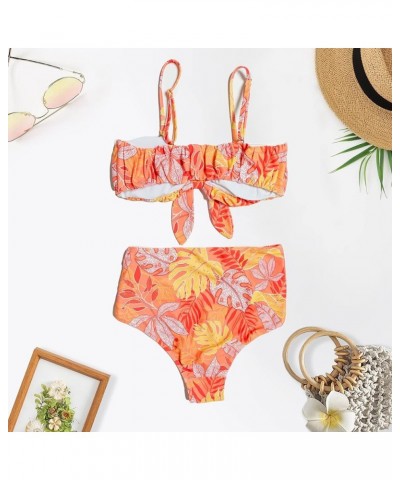 Women Two Piece Swimsuit Sexy Bikini Sets Halter Tie Backless Swimwear Padded Triangle Bathing Suit Floral Spaghetti $10.59 S...