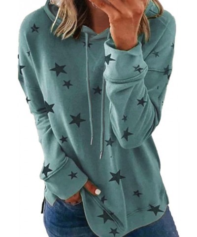 Long Sleeve Shirts for Women Trendy Star Print Casual Sweatshirts Plus Size Round Neck Fashion Cute Pullover Tops 9 Sky Blue ...