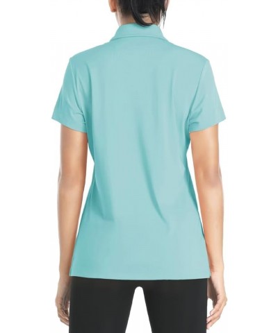 Women's Polo Shirts UPF 50+ Sun Protection Short Sleeve Quick Dry Lightweight 4-Button Tennis Golf Shirt Lake Blue $14.78 Tops