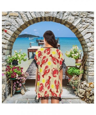 Women's Chic Sexy Chiffon Tassel Beach Bikini Swimwear Bathing Suit Cover up Red Beige $13.43 Swimsuits