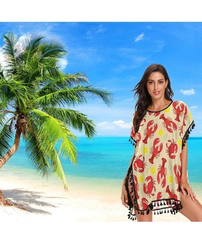 Women's Chic Sexy Chiffon Tassel Beach Bikini Swimwear Bathing Suit Cover up Red Beige $13.43 Swimsuits