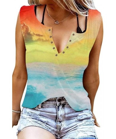 Beach Heartbeat Tank Tops for Women: Hawaiian Vacation Sleeveless Shirts Palm Tree Graphic Print Muscle T Shirt Gradient $9.4...