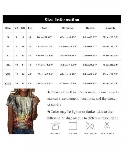 T Shirts for Women Summer Print Plus Size Tops Short Sleeve Crewneck Spring Blouses Loose Basic B-khaki $10.32 Tees