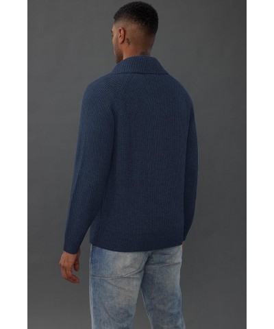 Men's Full Zip Cardigan Sweaters Unisex Relax Fit Lapel Collar Raglan Sleeve Casual Ribbed Sweater Navy $25.48 Sweaters